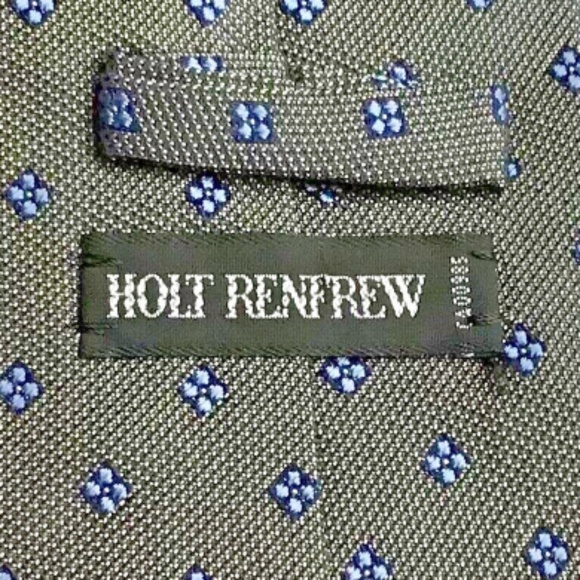 Holt Renfrewelegant  light gray with blue motifs  silk Tie made in Italy 🇮🇹 - Picture 1 of 6